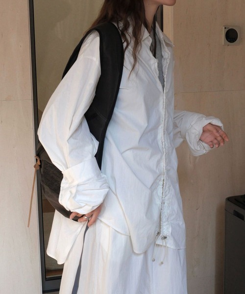 ブラウス シャツ drawstring oversize shirt レディース セール】drawstring oversize shirt（シャツ/ブラウス）｜SUWDEE