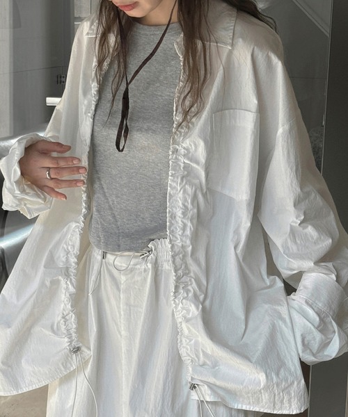 ブラウス シャツ drawstring oversize shirt レディース セール】drawstring oversize shirt（シャツ/ブラウス）｜SUWDEE