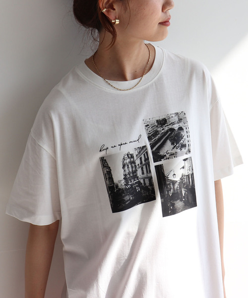 anyfee（エニフィー）の「【anyfee/プラスサイズ】ロゴプリント半袖Tシャツ《選べるデザイン》（Tシャツ/カットソー・レディース・ホワイト系その他/チャコール/ブラック/オフホワイト・LL/3L/4L/5L）」の6枚目の写真