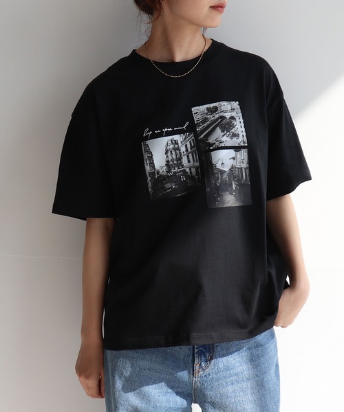 anyfee（エニフィー）の「【anyfee/プラスサイズ】ロゴプリント半袖Tシャツ《選べるデザイン》（Tシャツ/カットソー・レディース・ホワイト系その他/チャコール/ブラック/オフホワイト・LL/3L/4L/5L）」の3枚目の写真