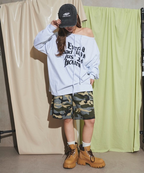 dispark(ディスパーク)の「DISPARK/ドローストリングロゴオフショル(Tシャツ/カットソー・レディース・ブラック/杢グレー・FREE)」の7枚目の写真