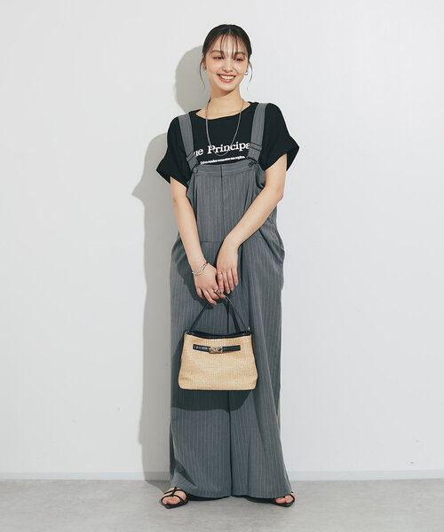 un dix cors（アンディコール）の「《大人コーデに◎》ストライプオーバーサロペット（サロペット/オーバーオール・レディース・グレー/ブラック・FREE/S）」の9枚目の写真