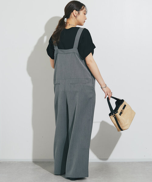 un dix cors（アンディコール）の「《大人コーデに◎》ストライプオーバーサロペット（サロペット/オーバーオール・レディース・グレー/ブラック・FREE/S）」の7枚目の写真