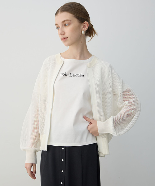 LE SOUK HOLIDAY(ルスークホリデー)の「2025年春夏【洗濯可能】メッシュブルゾン(ブルゾン・レディース・ブラック/オフホワイト・M/L)」の3枚目の写真