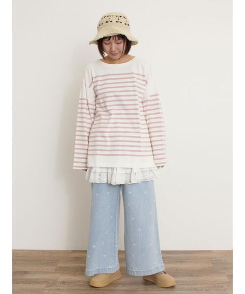 Samansa Mos2（サマンサ モスモス）の「モチーフニットハット（ハット・レディース・ブラック/キナリ・F）」の6枚目の写真