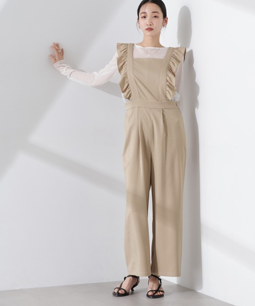 NANO universe（ナノユニバース）の「フリルスリーブオールインワン（サロペット/オーバーオール・レディース・ライトベージュ/ブラウン/ダークネイビー・FREE）」の12枚目の写真