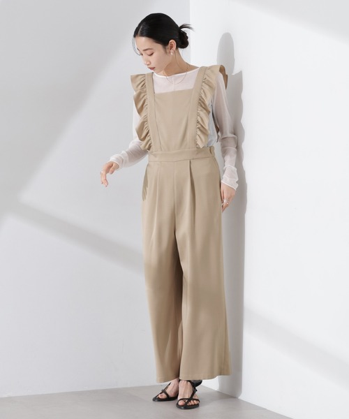 NANO universe（ナノユニバース）の「フリルスリーブオールインワン（サロペット/オーバーオール・レディース・ライトベージュ/ブラウン/ダークネイビー・FREE）」の10枚目の写真