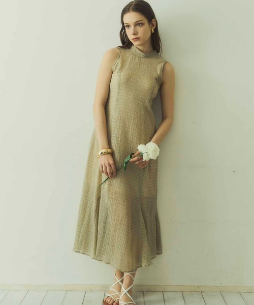 セール】【Luan】JACQUARD CHECK RIBBON ONEPIECE/ジャガード