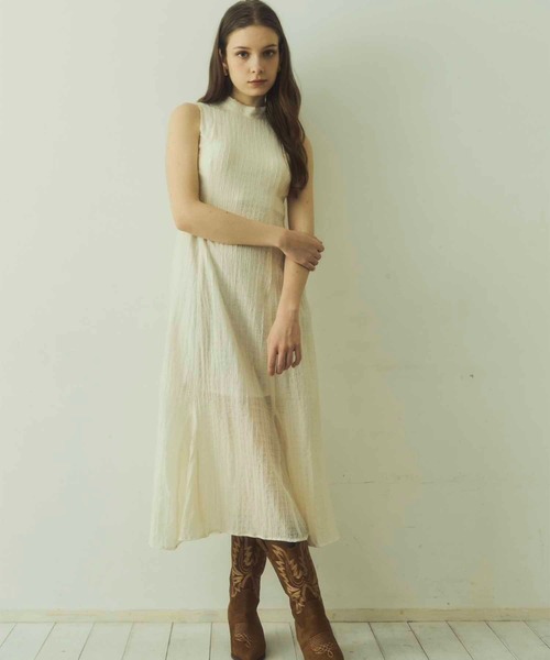 【BAON】Gaven Check Ribbon Long Tiered One Piece jacquard check ribbon onepiece