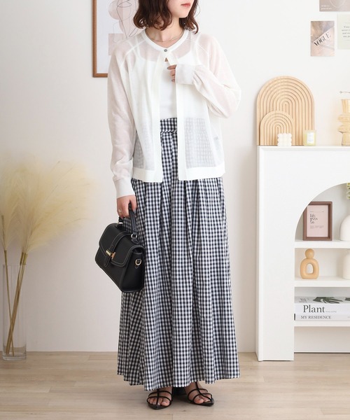 セール】BRODIAEA 透け感シアーワンボタンカーディガン長袖