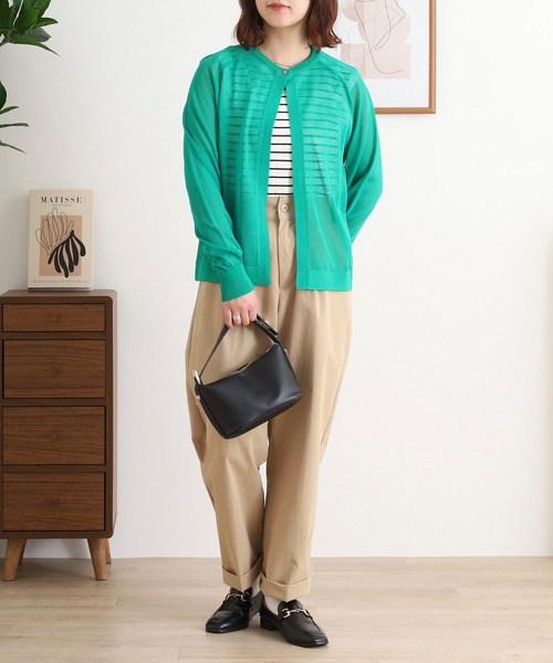セール】BRODIAEA 透け感シアーワンボタンカーディガン長袖
