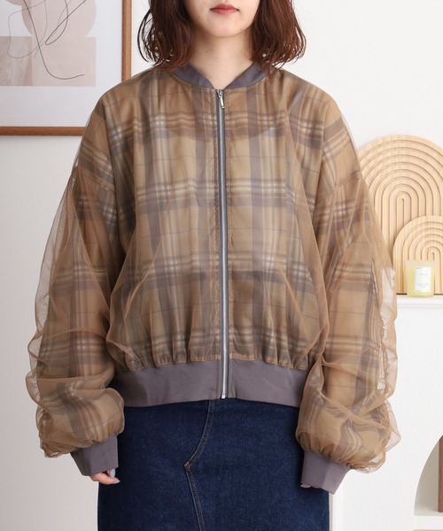 hunch（ハンチ）の「hunch チュール×シアーブルゾン（ブルゾン・レディース・グレー系その他/ブラック/グレイッシュベージュ/ベージュ系その他・FREE）」の12枚目の写真