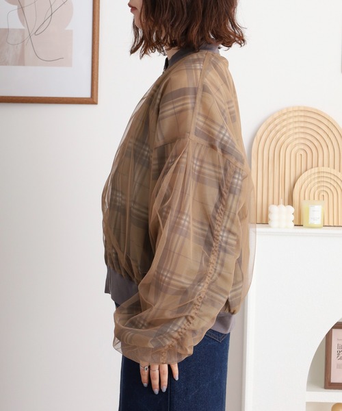 hunch（ハンチ）の「hunch チュール×シアーブルゾン（ブルゾン・レディース・グレー系その他/ブラック/グレイッシュベージュ/ベージュ系その他・FREE）」の6枚目の写真