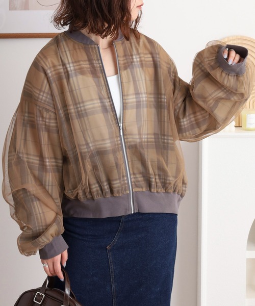hunch（ハンチ）の「hunch チュール×シアーブルゾン（ブルゾン・レディース・グレー系その他/ブラック/グレイッシュベージュ/ベージュ系その他・FREE）」の16枚目の写真