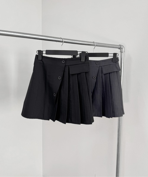 LVEU.】アシメプリーツミニスカート / ボトムス スカート ミニ