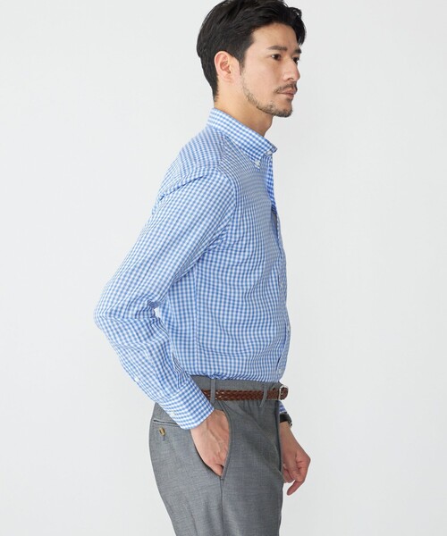 SHIPS（シップス）の「SHIPS: イタリアン ボタンダウン パナマ ギンガムチェック シャツ（ビジネスシャツ・メンズ・ネイビー/スカイブルー・38/39/40/41/37/42）」の8枚目の写真