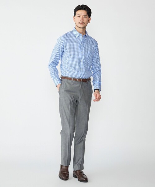 SHIPS（シップス）の「SHIPS: イタリアン ボタンダウン パナマ ギンガムチェック シャツ（ビジネスシャツ・メンズ・ネイビー/スカイブルー・38/39/40/41/37/42）」の9枚目の写真
