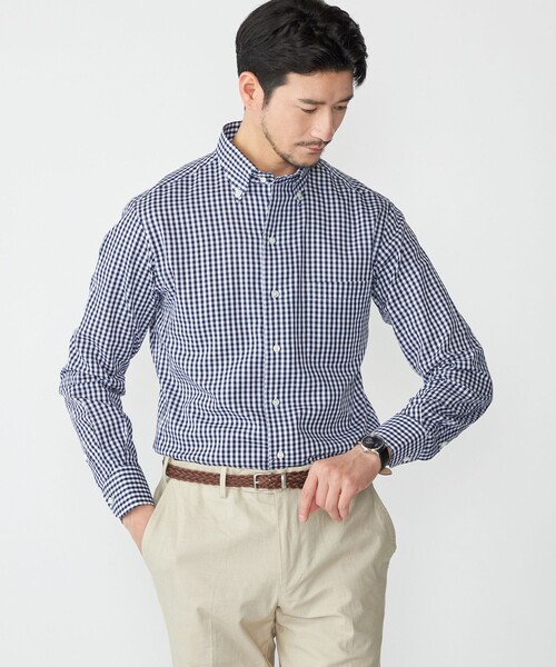 SHIPS（シップス）の「SHIPS: イタリアン ボタンダウン パナマ ギンガムチェック シャツ（ビジネスシャツ・メンズ・ネイビー/スカイブルー・38/39/40/41/37/42）」の15枚目の写真