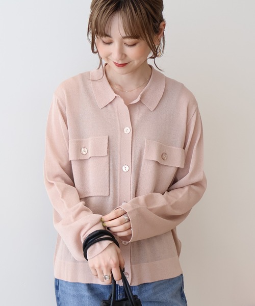 AMERICAN HOLIC(アメリカンホリック)の「シアー襟付きカーディガン(カーディガン/ボレロ・レディース・ブラック/ピンク系その他3/ホワイト系その他2/ライトブルー・L/M)」の4枚目の写真