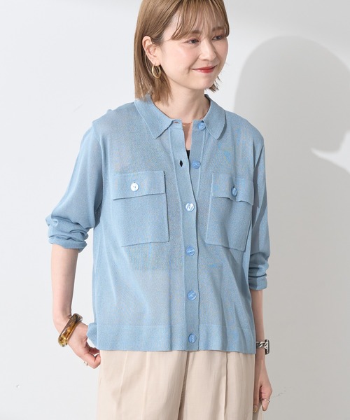 AMERICAN HOLIC(アメリカンホリック)の「シアー襟付きカーディガン(カーディガン/ボレロ・レディース・ブラック/ピンク系その他3/ホワイト系その他2/ライトブルー・L/M)」の3枚目の写真