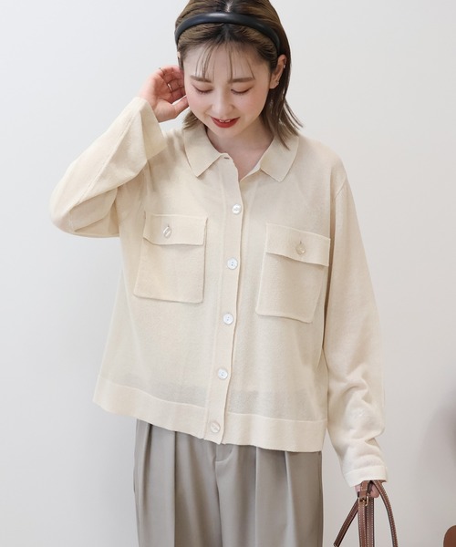 AMERICAN HOLIC(アメリカンホリック)の「シアー襟付きカーディガン(カーディガン/ボレロ・レディース・ブラック/ピンク系その他3/ホワイト系その他2/ライトブルー・L/M)」の5枚目の写真