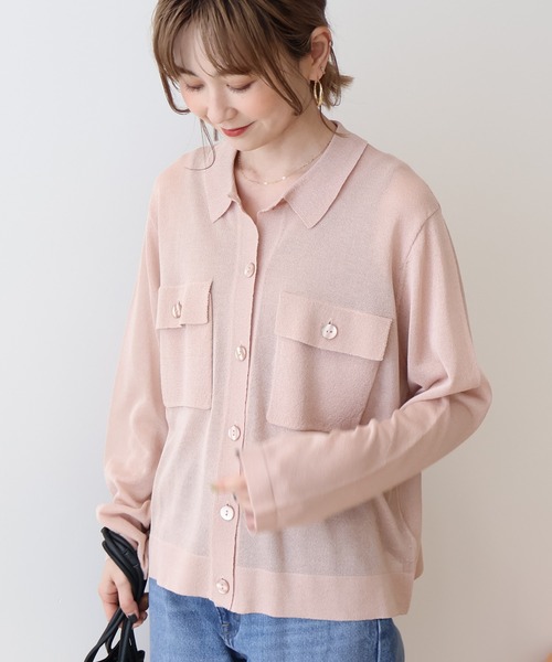 AMERICAN HOLIC(アメリカンホリック)の「シアー襟付きカーディガン(カーディガン/ボレロ・レディース・ブラック/ピンク系その他3/ホワイト系その他2/ライトブルー・L/M)」の11枚目の写真