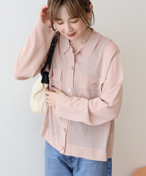 AMERICAN HOLIC(アメリカンホリック)の「シアー襟付きカーディガン(カーディガン/ボレロ・レディース・ブラック/ピンク系その他3/ホワイト系その他2/ライトブルー・L/M)」の14枚目の写真