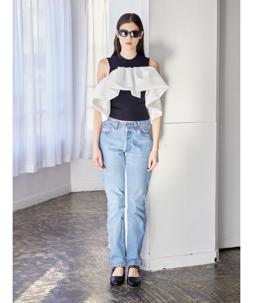 etre loin（エトルワン）の「Voluminous frill knit top（ニット/セーター・レディース・ブラック/ホワイト/ネイビー・M）」の22枚目の写真