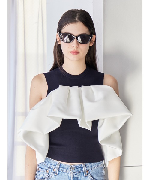 etre loin（エトルワン）の「Voluminous frill knit top（ニット/セーター・レディース・ブラック/ホワイト/ネイビー・M）」の19枚目の写真