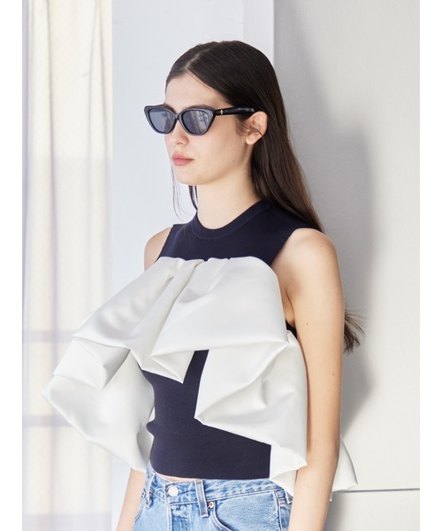 etre loin（エトルワン）の「Voluminous frill knit top（ニット/セーター・レディース・ブラック/ホワイト/ネイビー・M）」の20枚目の写真