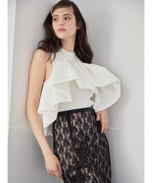 etre loin(エトルワン)の「Voluminous frill knit top(ニット/セーター・レディース・ブラック/ホワイト/ネイビー・M)」の14枚目の写真