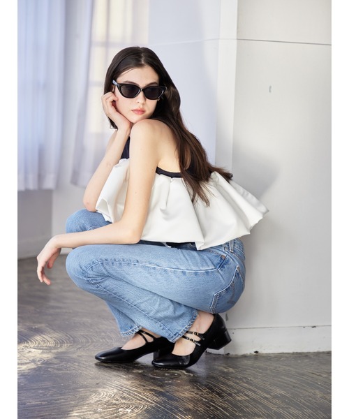 etre loin(エトルワン)の「Voluminous frill knit top(ニット/セーター・レディース・ブラック/ホワイト/ネイビー・M)」の15枚目の写真