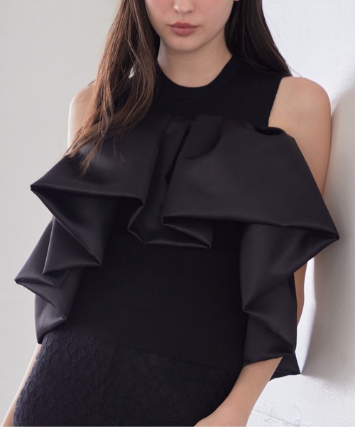 etre loin(エトルワン)の「Voluminous frill knit top(ニット/セーター・レディース・ブラック/ホワイト/ネイビー・M)」の21枚目の写真