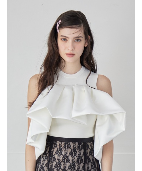 etre loin（エトルワン）の「Voluminous frill knit top（ニット/セーター・レディース・ブラック/ホワイト/ネイビー・M）」の10枚目の写真