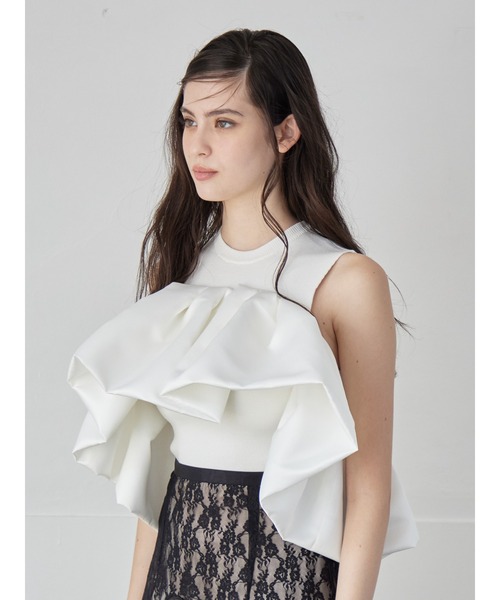 etre loin（エトルワン）の「Voluminous frill knit top（ニット/セーター・レディース・ブラック/ホワイト/ネイビー・M）」の11枚目の写真