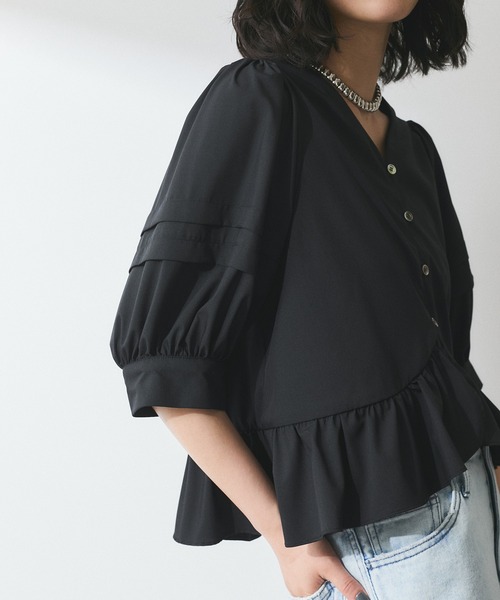 ADAM ET ROPE'（アダムエロペ）の「【WEB限定】パフスリーブギャザーブラウス（シャツ/ブラウス・レディース・オフホワイト/ブラック/ブラック系その他/ホワイト・FREE）」の14枚目の写真