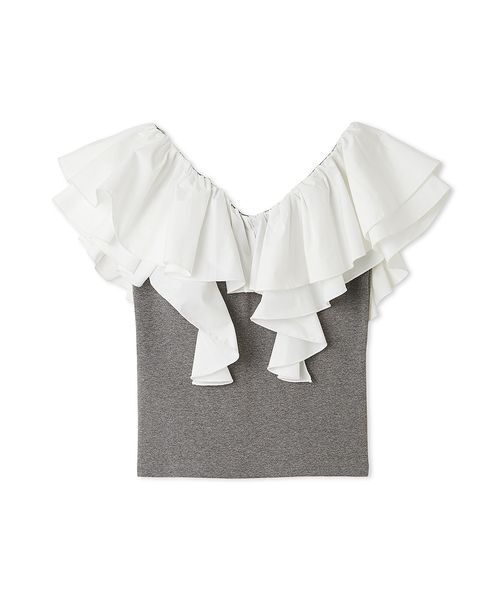 tシャツ デコルテフリルカットトップス レディース デコルテフリルカットトップス（カットソー/Tシャツ）｜LILY