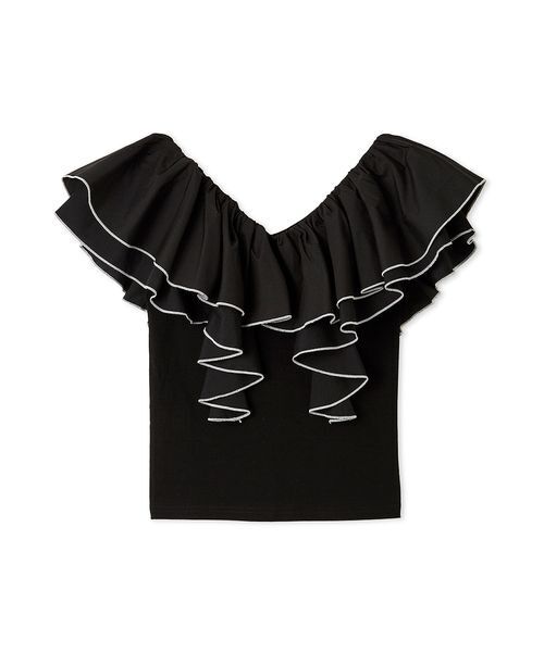 LILY BROWN（リリーブラウン）の「デコルテフリルカットトップス（T 
