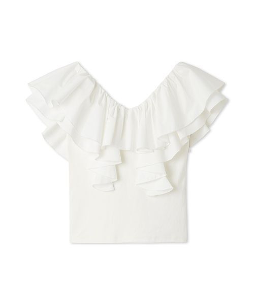 tシャツ デコルテフリルカットトップス レディース デコルテフリルカットトップス（カットソー/Tシャツ）｜LILY