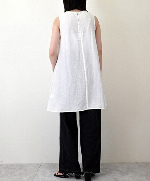 STYLEBLOCK（スタイルブロック）の「リネンタッチタイ付きチュニックブラウス（シャツ/ブラウス・レディース・ブラック/ホワイト/テラコッタ・M）」の7枚目の写真