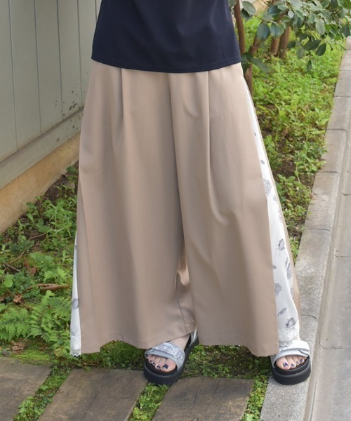 サイド柄切替ワイドパンツ（その他パンツ）｜axes femme