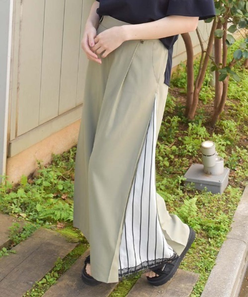 なあさま サイド柄切替ワイドパンツ（その他パンツ）｜axes femme