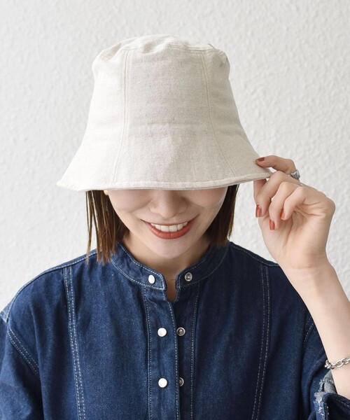 SHIPS any(シップス エニィ)の「SHIPS any: コットン リネン ハット(ハット・レディース・ブラック/ナチュラル・ONE SIZE)」の10枚目の写真