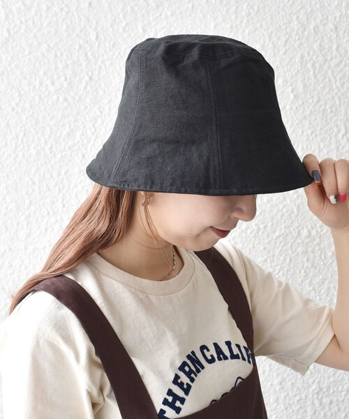 SHIPS any(シップス エニィ)の「SHIPS any: コットン リネン ハット(ハット・レディース・ブラック/ナチュラル・ONE SIZE)」の9枚目の写真