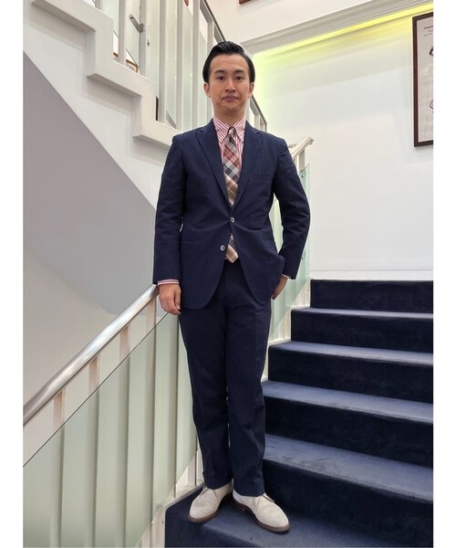 BROOKS BROTHERS(ブルックスブラザーズ)の「スーピマコットン シアサッカー 段返り3釦 アンコンジャケット Traditional(テーラードジャケット・メンズ・ネイビー・LARGE/MEDIUM/SMALL)」の5枚目の写真