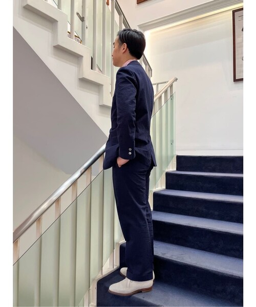 BROOKS BROTHERS(ブルックスブラザーズ)の「スーピマコットン シアサッカー 段返り3釦 アンコンジャケット Traditional(テーラードジャケット・メンズ・ネイビー・LARGE/MEDIUM/SMALL)」の4枚目の写真