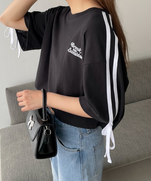 WEGO(ウィゴー)の「WEGO/2ラインリボングラフィックショートT(Tシャツ/カットソー・レディース・ホワイト/ピンク/ブラック・SMALL/MEDIUM)」の12枚目の写真