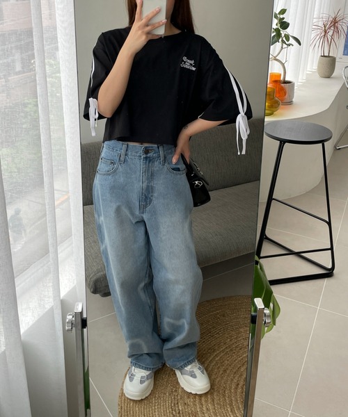 WEGO(ウィゴー)の「WEGO/2ラインリボングラフィックショートT(Tシャツ/カットソー・レディース・ホワイト/ピンク/ブラック・SMALL/MEDIUM)」の10枚目の写真