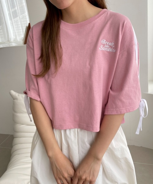 WEGO(ウィゴー)の「WEGO/2ラインリボングラフィックショートT(Tシャツ/カットソー・レディース・ホワイト/ピンク/ブラック・SMALL/MEDIUM)」の22枚目の写真