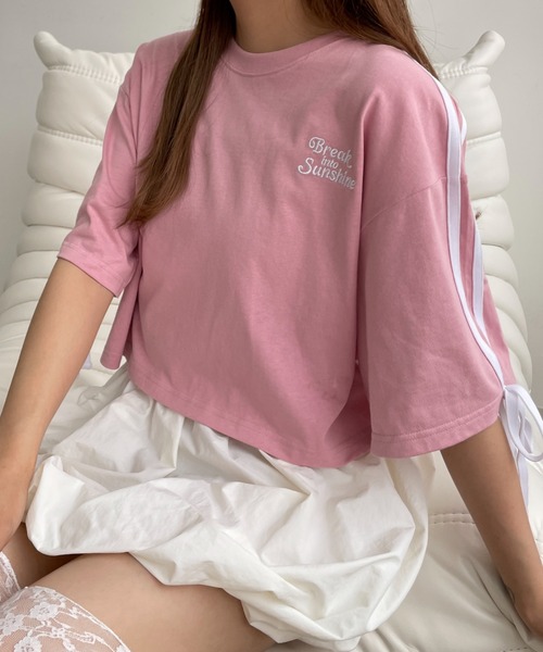 WEGO(ウィゴー)の「WEGO/2ラインリボングラフィックショートT(Tシャツ/カットソー・レディース・ホワイト/ピンク/ブラック・SMALL/MEDIUM)」の21枚目の写真